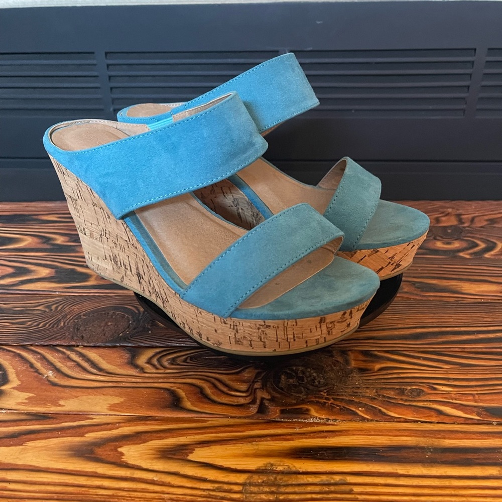 Lane Bryant Teal Wedge Sandals